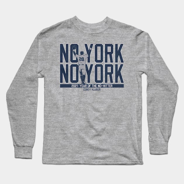 Corey Kluber No York No York Long Sleeve T-Shirt by KraemerShop